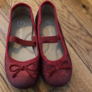 Little girl sparkly red shoes